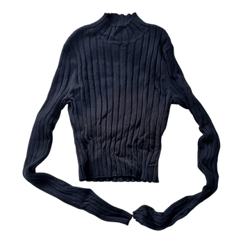 Black ribbed long-sleeved top