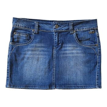 Blue denim mini skirt