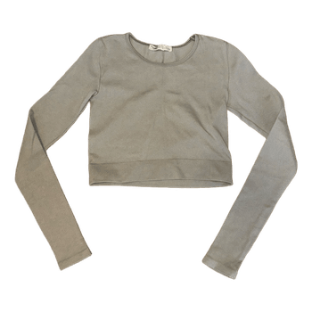 Grey long-sleeve crop top