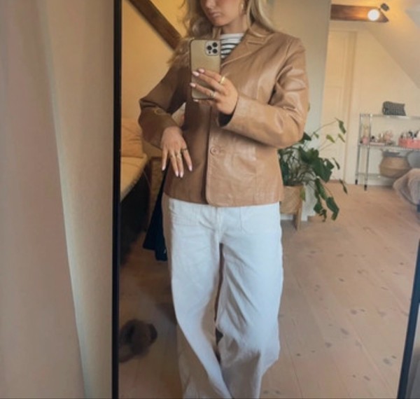 Brun læderblazer