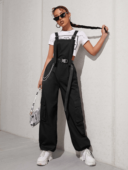 Chain detail belted jumpsuit