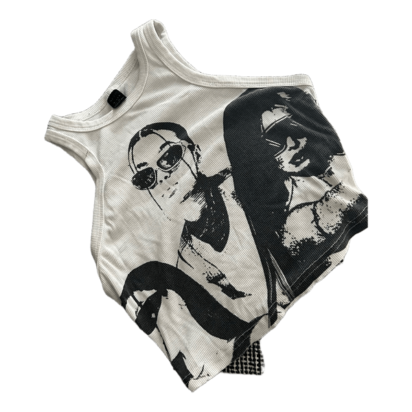 White graphic tank top