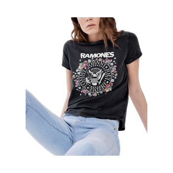 Springfield Ramones washed black band t-shirt XS grey grunge tee