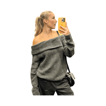 Grey off-shoulder sweater