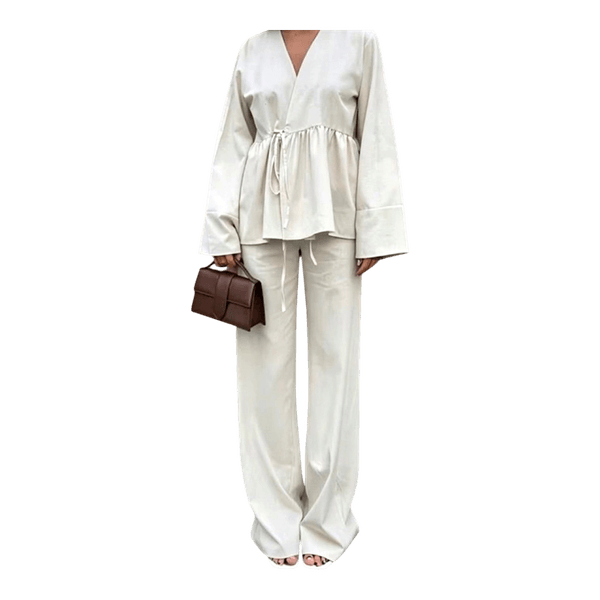 Cream peplum top set