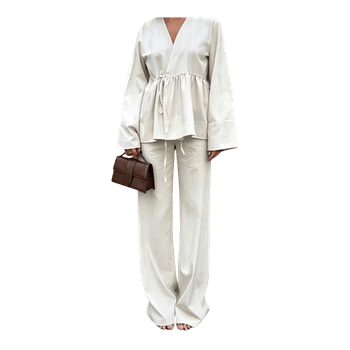 Cream peplum top set