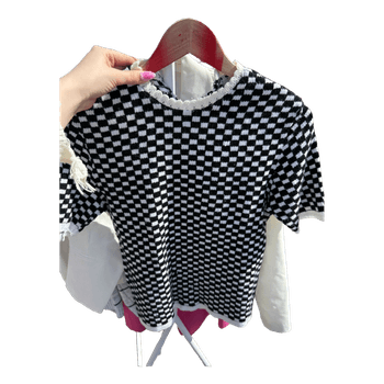 Black white checkered top