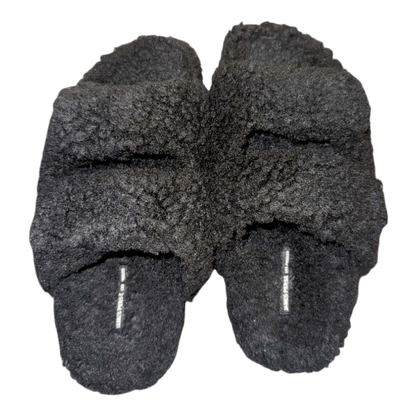James Perse black Shearling sandals