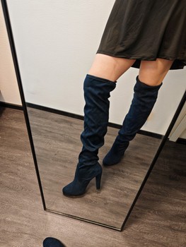 Navy suede thigh high boots