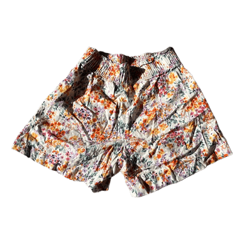 Floral linen blend shorts