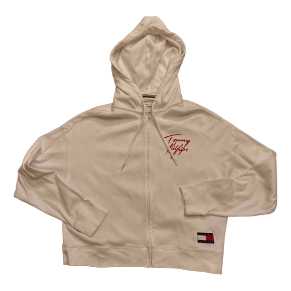 White zip up hoodie