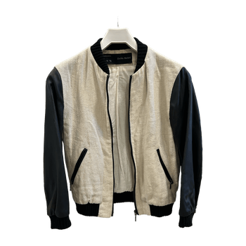 Beige and black bomber jacket