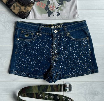 Blue denim rhinestone shorts ✨