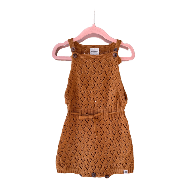 Brown knitted baby romper