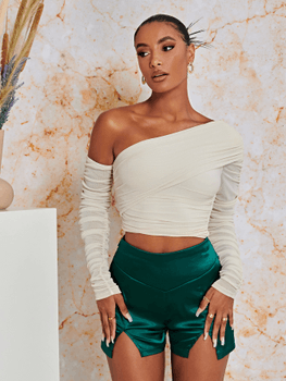 Asymmetrical glitter tee
