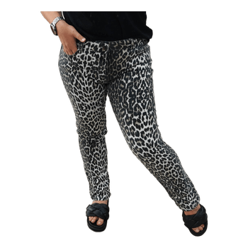 Leopardo rašto, tiesaus kirpimo kelnės su elastanu.