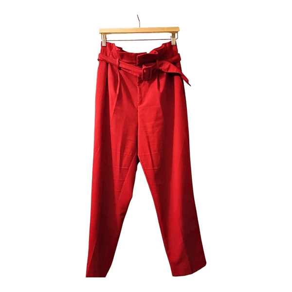 Red high-waisted trousers