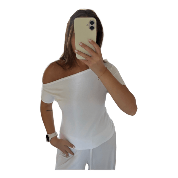 Vit off shoulder topp