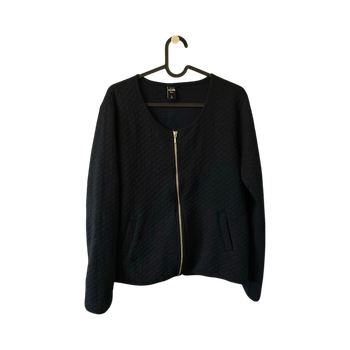 Tummansininen tikattu vetoketjuhuppari