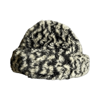 Faux fur animal print hat