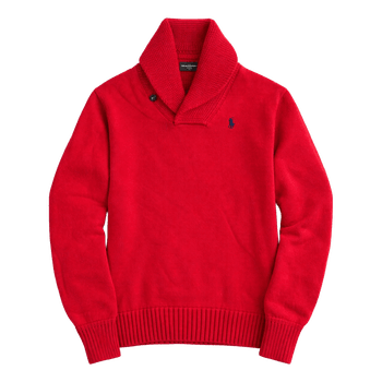 Red cotton shawl sweater