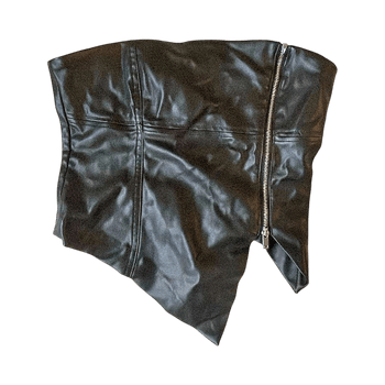 Faux leather strapless top