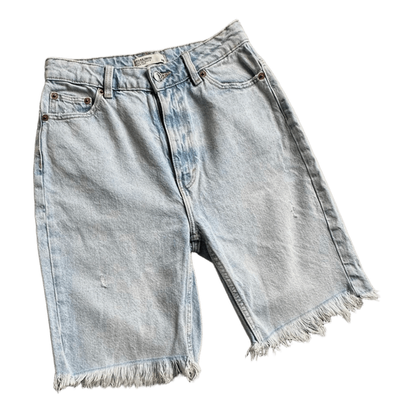 House Light Blue Denim Shorts / Jorts with Fringed Hem (Size XS)