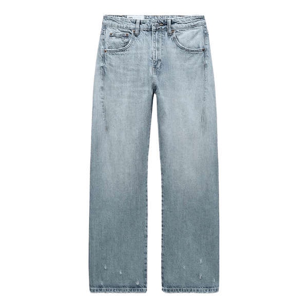 Mid waist jeans med stopdetalje
