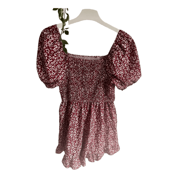 Red floral print playsuit