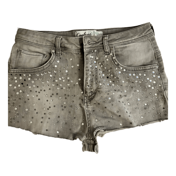 Harmaat glitter farkkushortsit