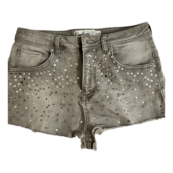 Harmaat glitter farkkushortsit