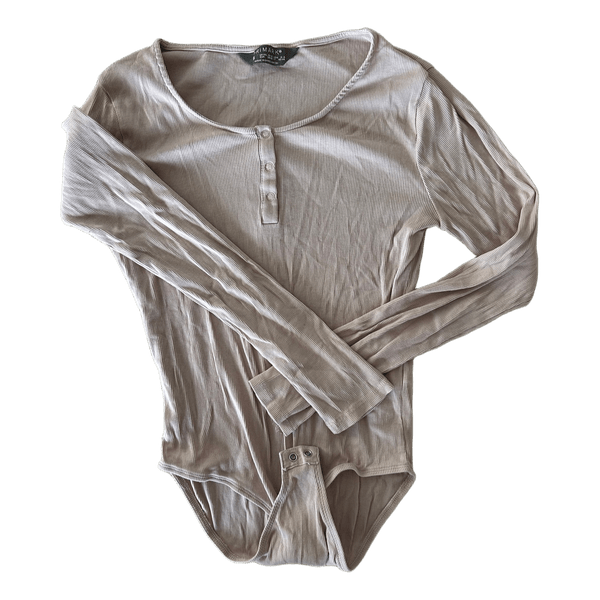 Beige ribbed bodysuit