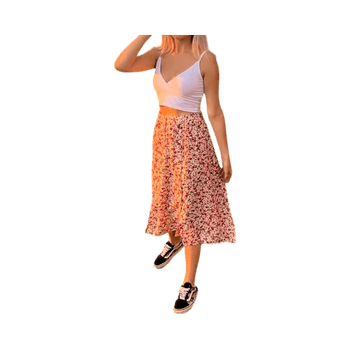 Pink floral midi skirt