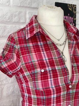 Red plaid button shirt