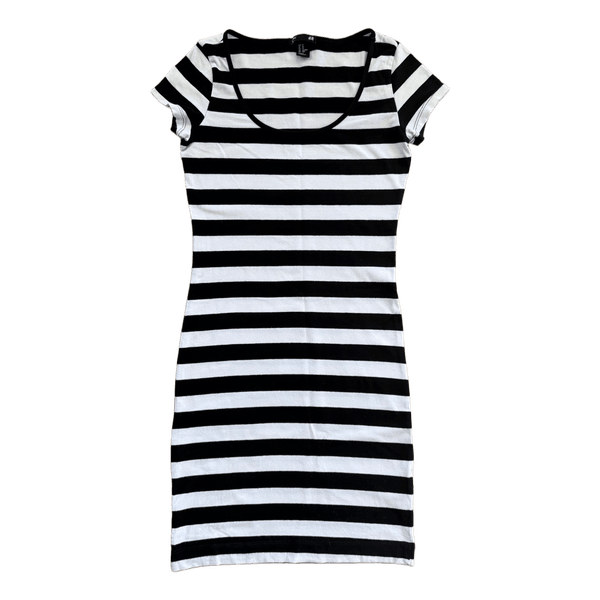 H&M Striped Bodycon Dress Black/White - Size XS