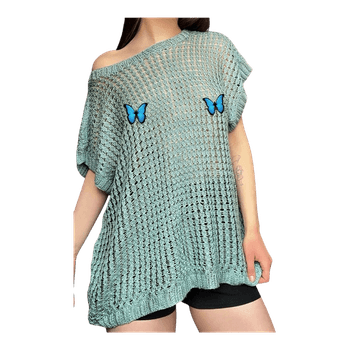 Mint green oversized knit top
