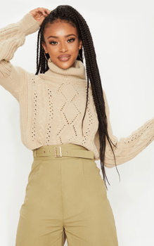 Stone Cropped Cable Knitted Jumper