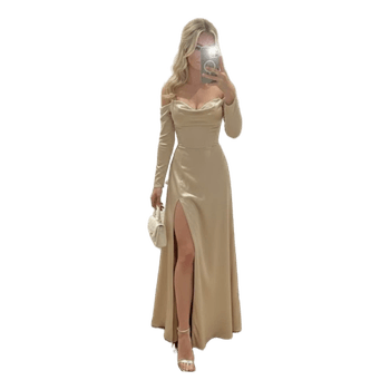Satin Kleid mit Schlitz