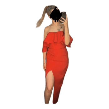 Red off-shoulder dress