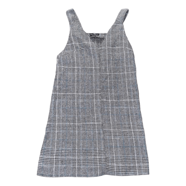 Grey plaid pinafore dress