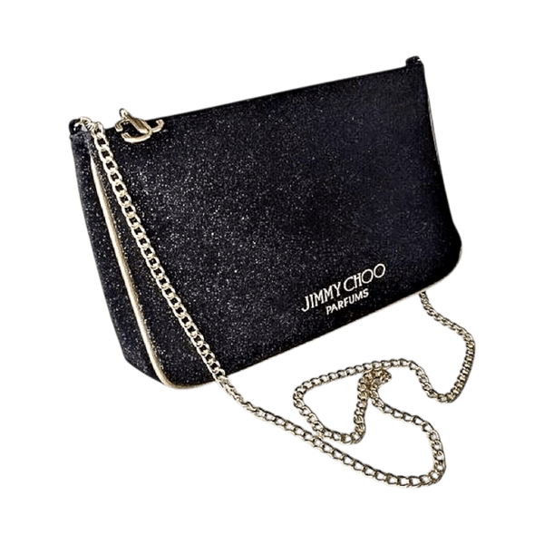 Black clutch bag with chain