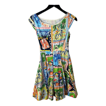 Multicolor printed midi dress