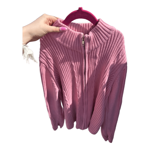 Pink zip-up sweater
