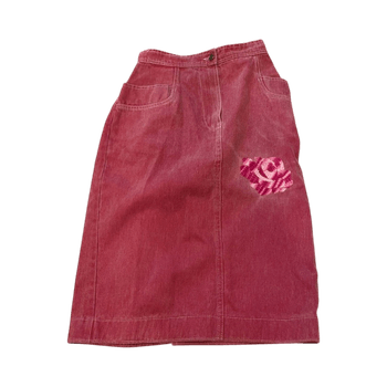 Pink denim midiskirt italian vintage
