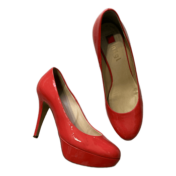 Red patent leather heels