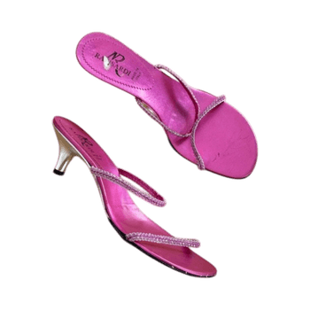 Pink strappy heeled sandals