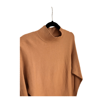 Camel mock neck long sleeve knit sweater