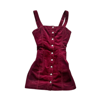 Burgundin punainen corduroy mekko