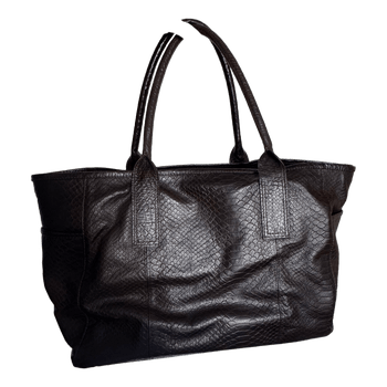 Brown snake print tote bag