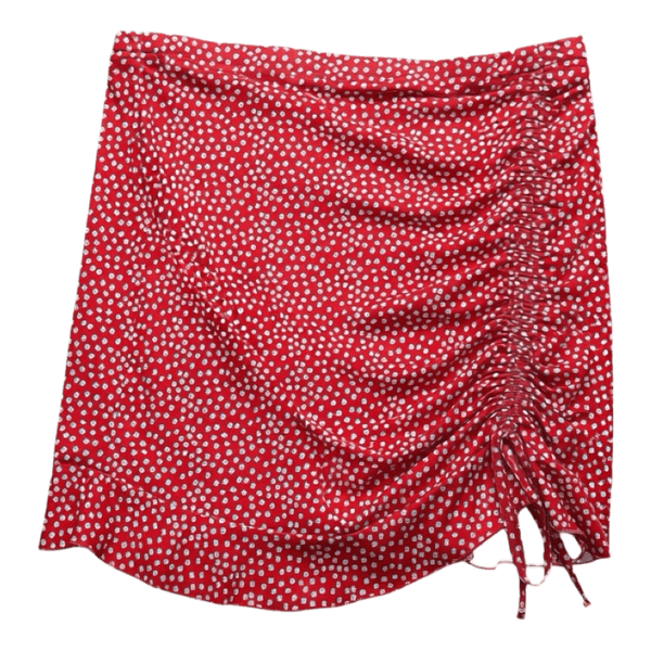 Red floral mini skirt